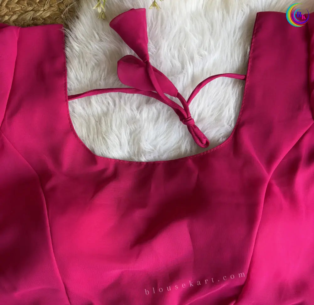 pretty georgette ruffle flutter sleeve boat neck pink blouse for party | 1018