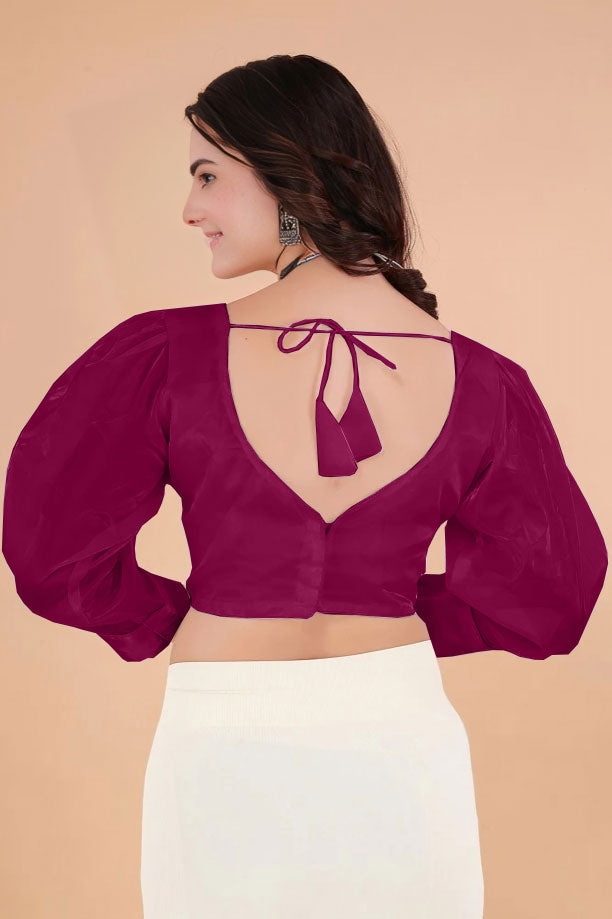 fancy organza women v neck puff cap sleeve pink jimmy choo blouse for anniversary