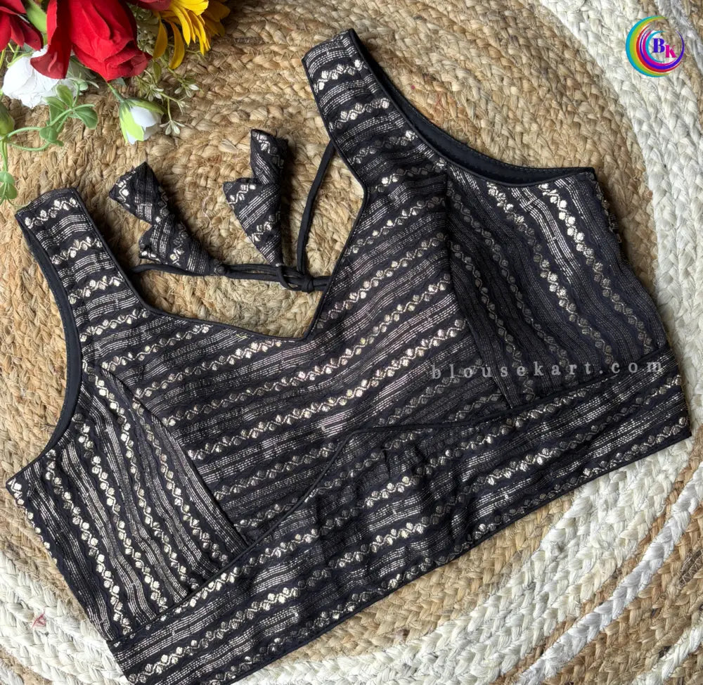 stylish dolla silk sweetheart neck sleeveless embroidery black blouse for wedding wear | 1686