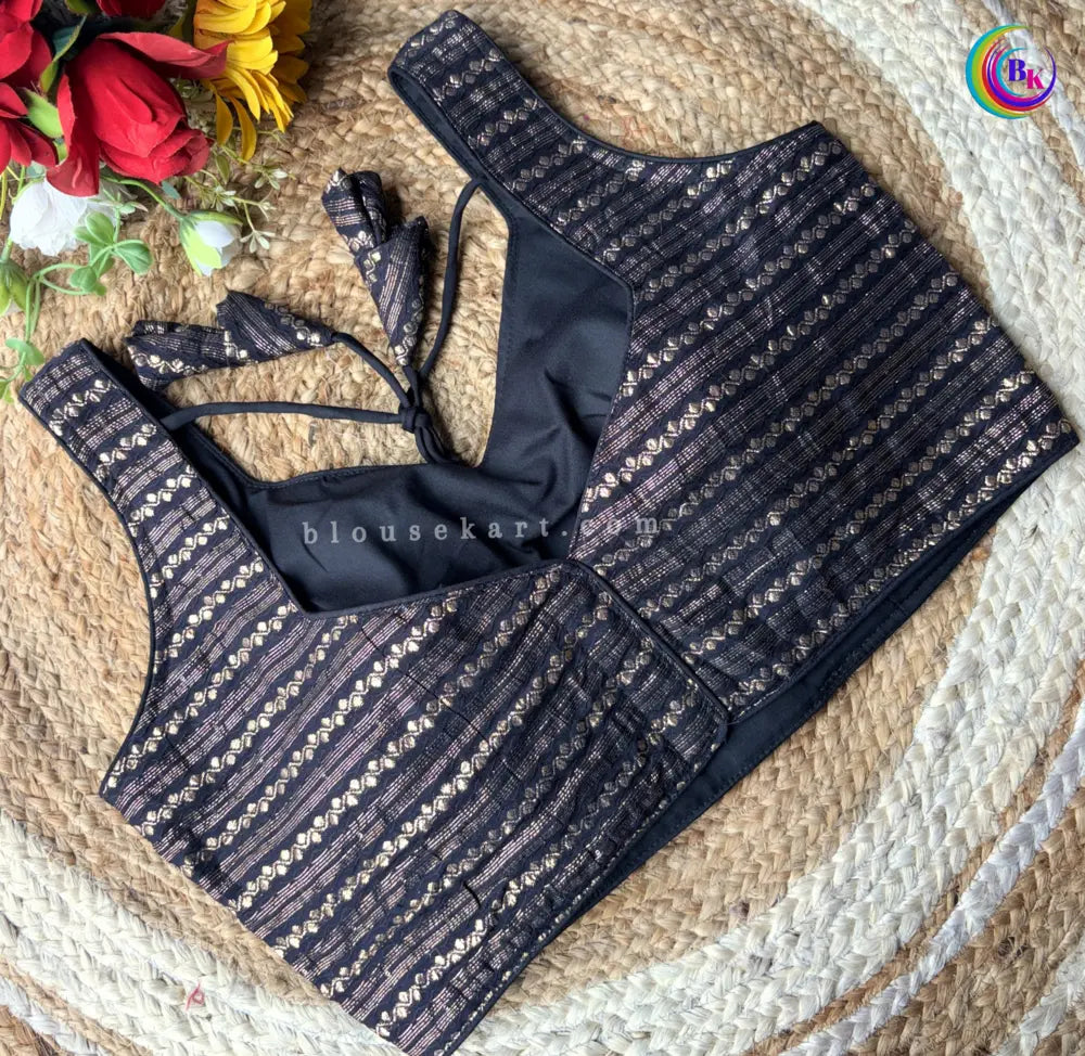 stylish dolla silk sweetheart neck sleeveless embroidery black blouse for wedding wear | 1686