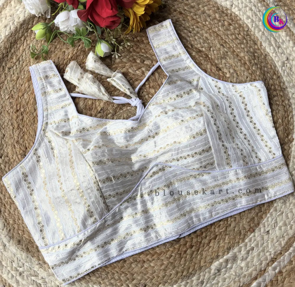 stylish dolla silk sweetheart neck sleeveless embroidery white blouse for wedding wear | 1686