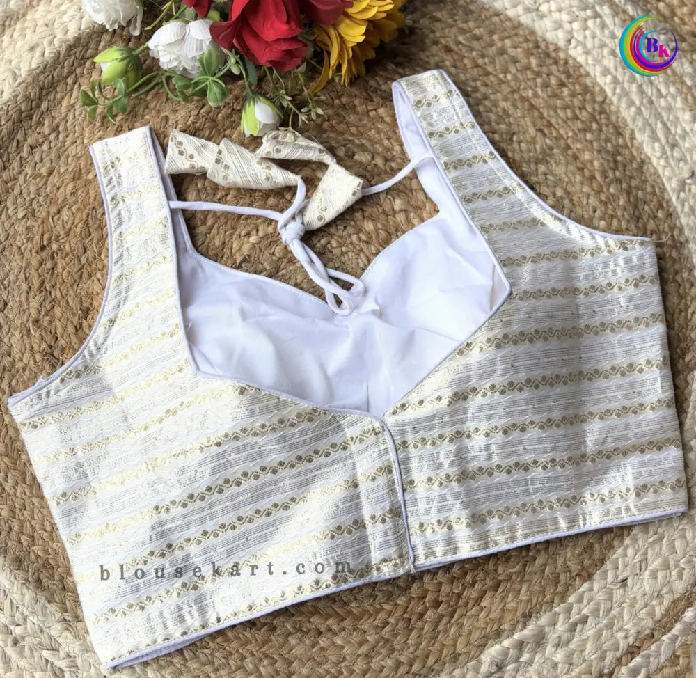 stylish dolla silk sweetheart neck sleeveless embroidery white blouse for wedding wear | 1686