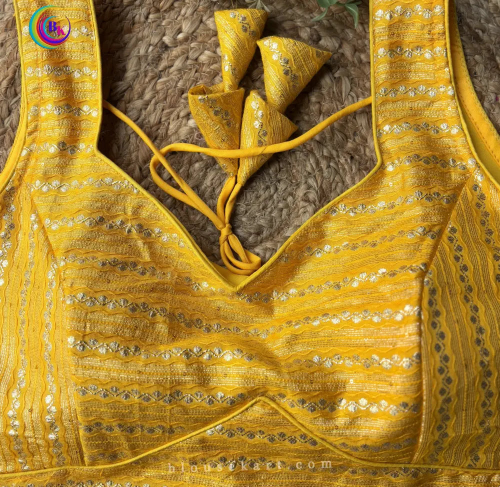 stylish dolla silk sweetheart neck sleeveless embroidery yellow blouse for wedding wear | 1686