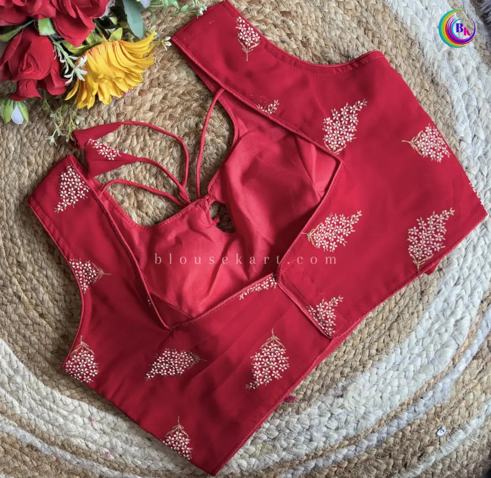 fresh georgette round neck sleeveless rabber printed women blouse for causal wear (red)