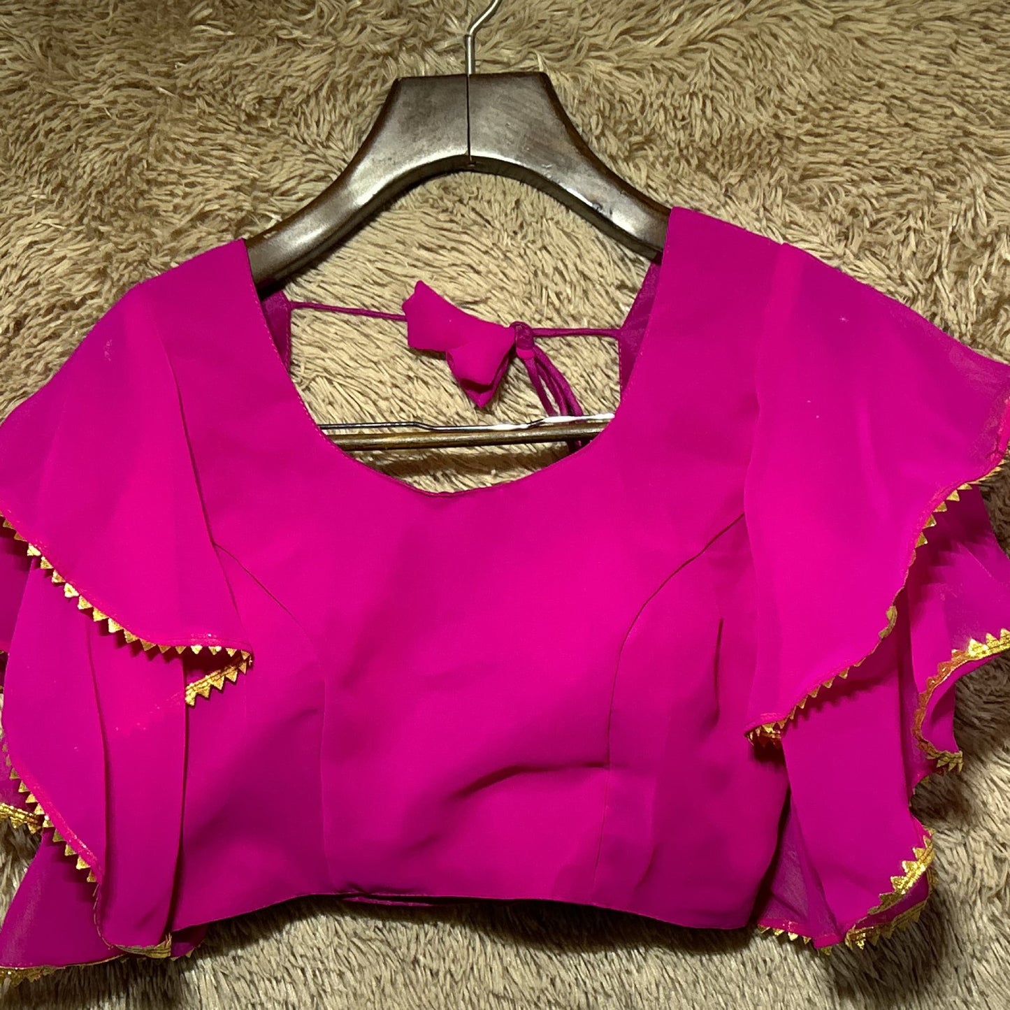 frill sleeve georgette blouse for saree - perfect for weddings & parties