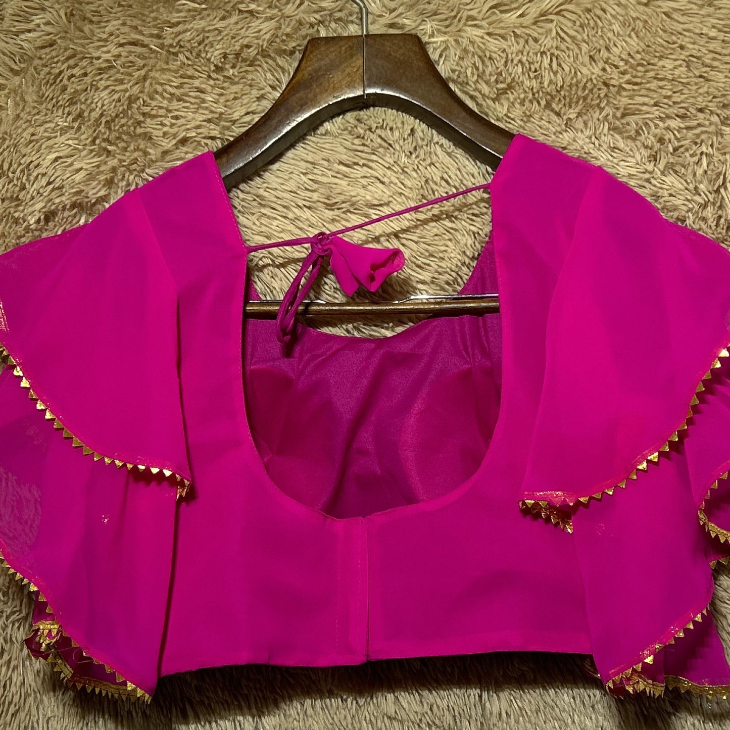 frill sleeve georgette blouse for saree - perfect for weddings & parties