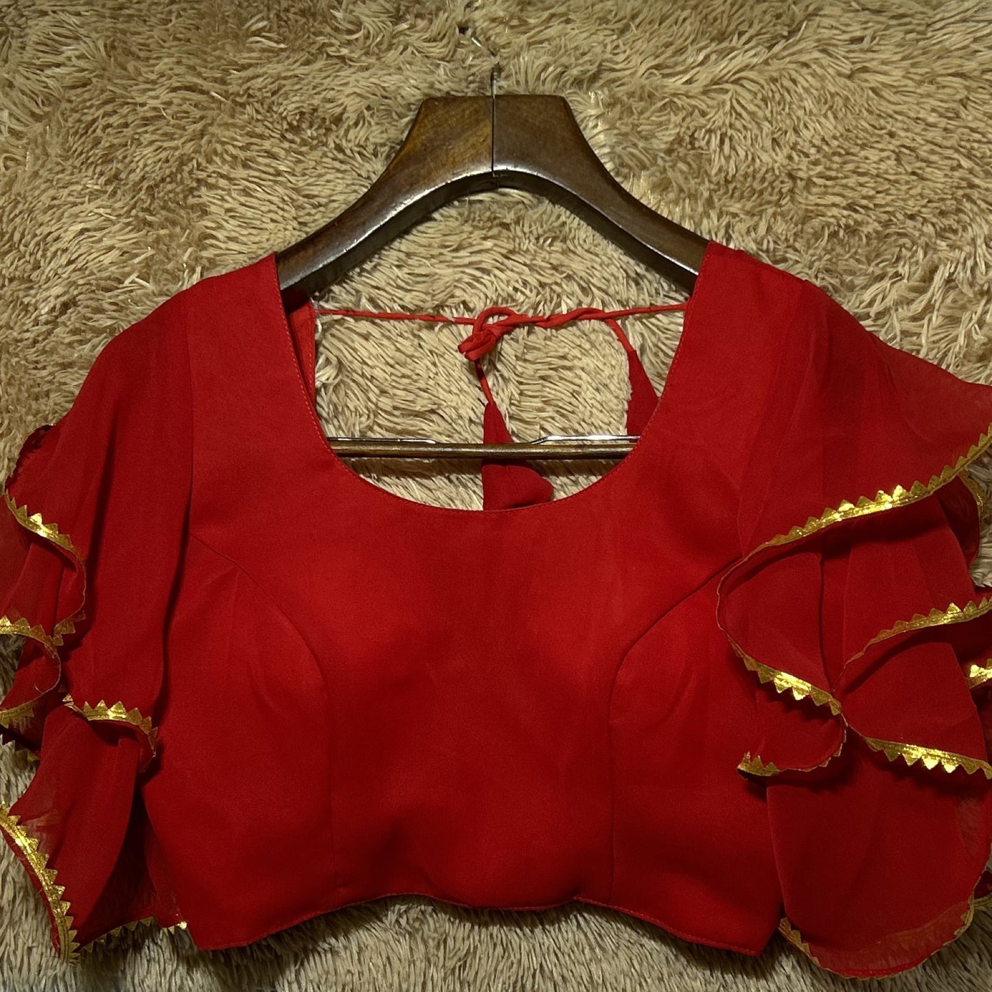 frill sleeve georgette blouse for saree - perfect for weddings & parties