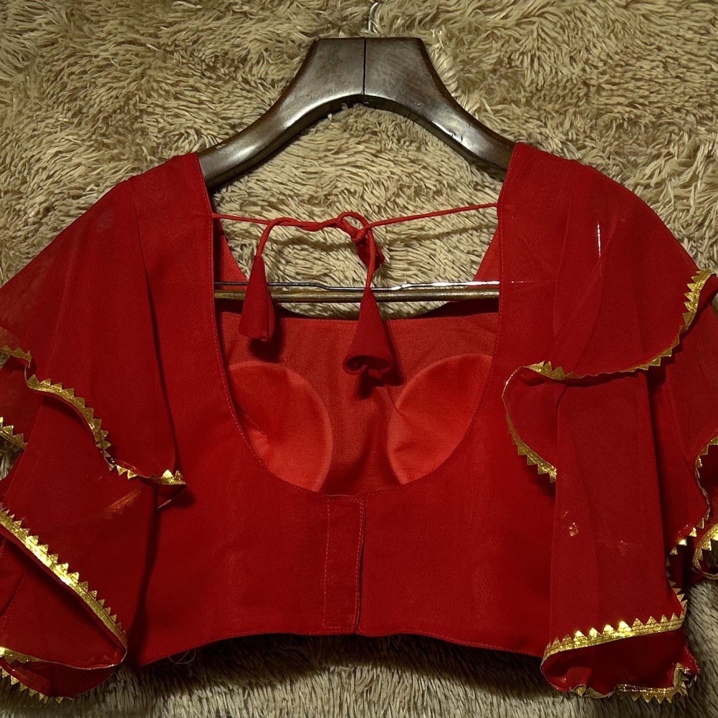 frill sleeve georgette blouse for saree - perfect for weddings & parties