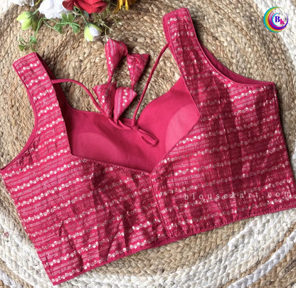 Stylish Dolla Silk Sweetheart Neck Sleeveless Embroidery Pink Blouse for Wedding Wear | 1686