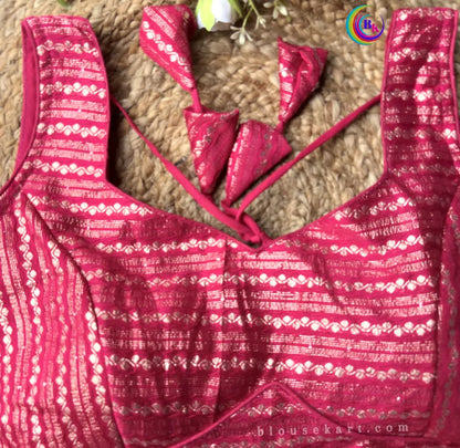 Stylish Dolla Silk Sweetheart Neck Sleeveless Embroidery Pink Blouse for Wedding Wear | 1686